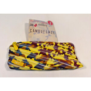 Zipit Grillz Monster Pen Pencil Bag Case Cosmetic Pouch Camouflage Yellow Zip